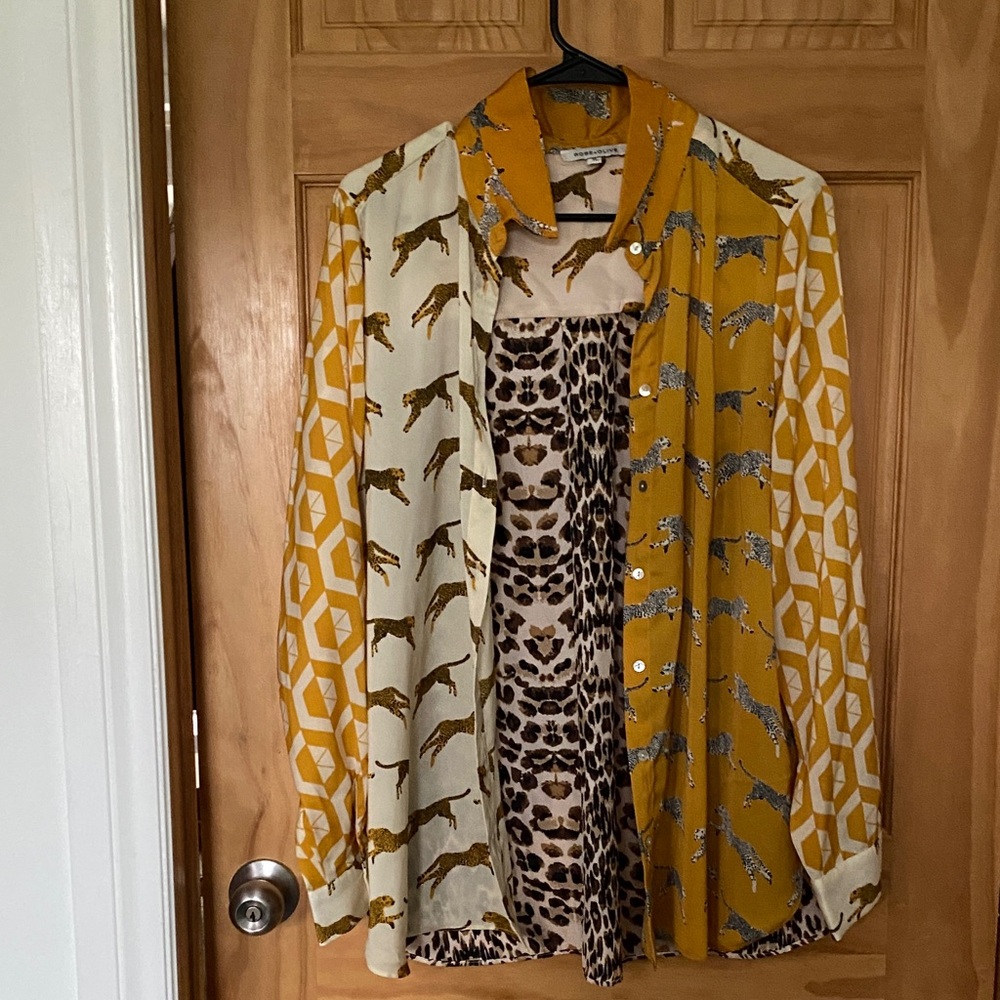Rose & Olive Mustard Animal Print Blouse